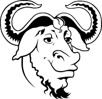 Free Software Foundations line drawing of the GNU mascott/logo